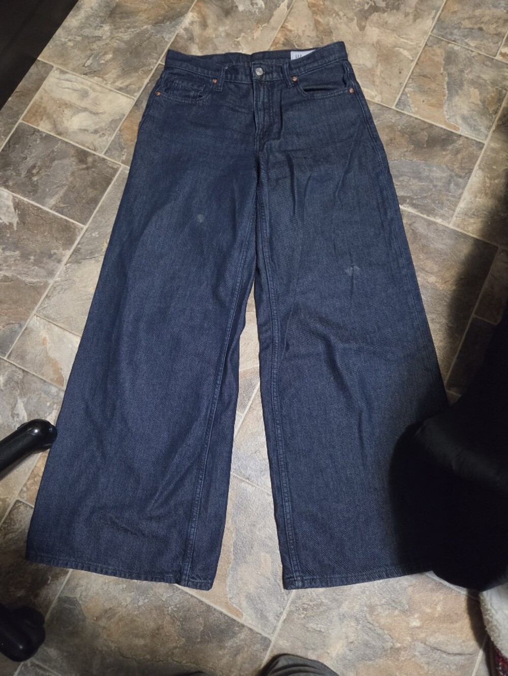 GAP Demin Womens Baggy Mid Rise Jeans Dark Blue Wide Leg